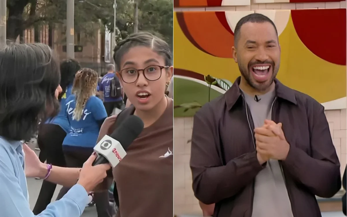 Jovem interrompe entrada ao vivo e faz Gil do Vigor rir