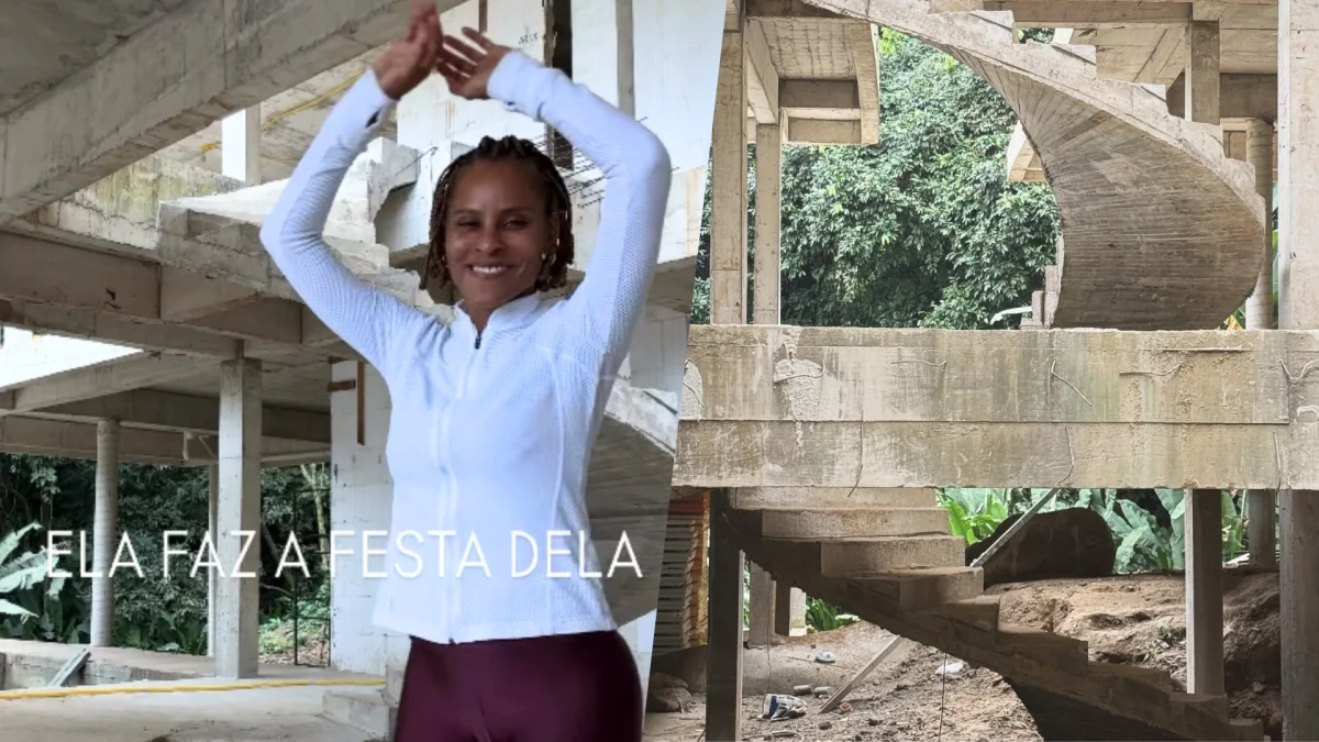 Aline Wirley emociona ao celebrar escada da nova mansão