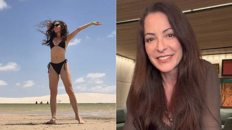 Ana Paula Padrão posa de biquíni nos Lençóis Maranhenses