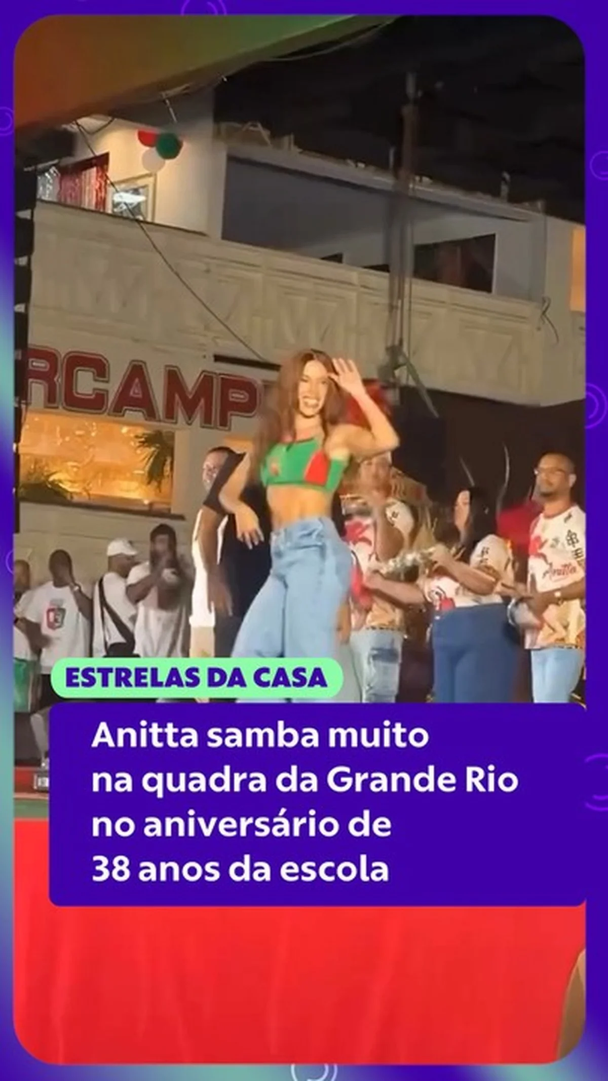 Anitta samba na quadra da Grande Rio e mostra protótipos do desfile