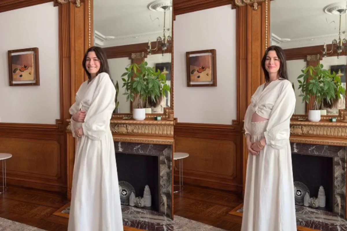 Anne Hathaway confirma 3º filho e exibe barrigão em vídeo