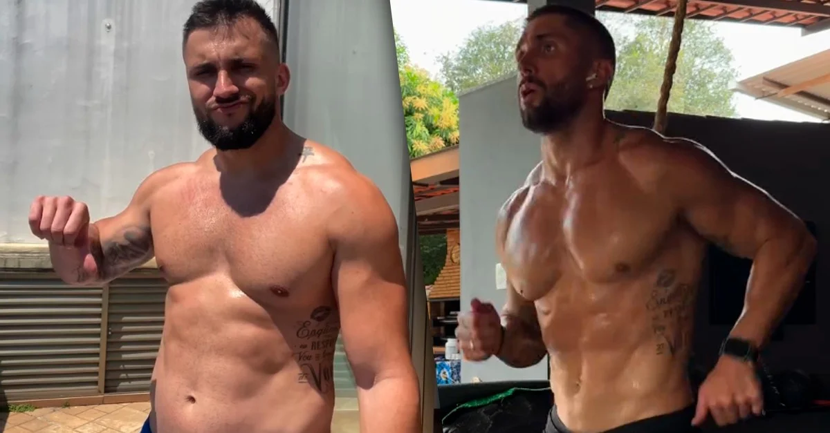 Arthur Picoli exibe perda de 19 kg e abdômen trincado