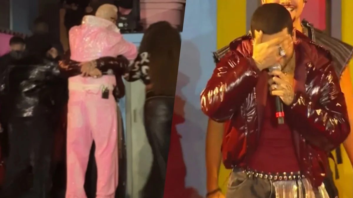 Belo abraça Filgueira após esquecimento de letra no Rock in Rio