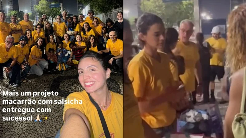 Bruna Marquezine ajuda a distribuir 3.315 quentinhas no Rio