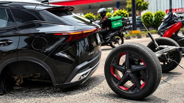 Chery Omoda 5 volta a perder eixo traseiro em via pública