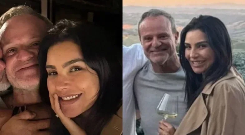 Cíntia Chagas aparece com Rubens Barrichello em viagem à Itália