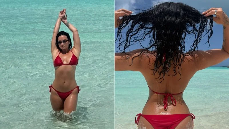 Demi Lovato exibe bronze nas Bahamas e recebe elogio