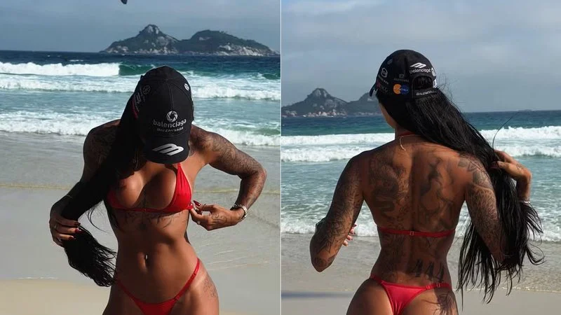 Dhiovanna Barbosa exalta bumbum e agradece médico após praia