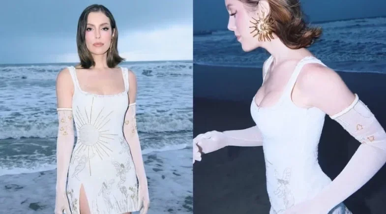 Fabiana Justus: vestido curtinho com sol bordado rouba cena