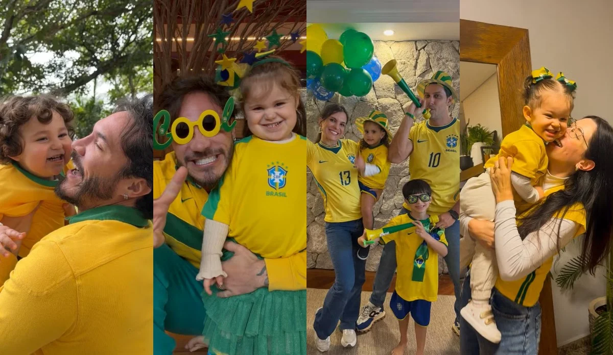 Filhos de ex-BBBs vestem looks oficiais e esquentam a torcida
