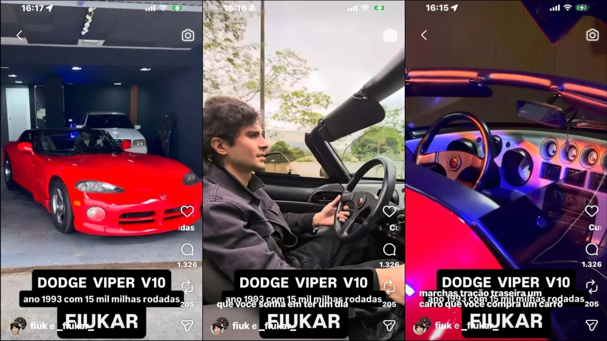 Fiuk vende Dodge Viper 1993 com motor V10 e só 15 mil milhas