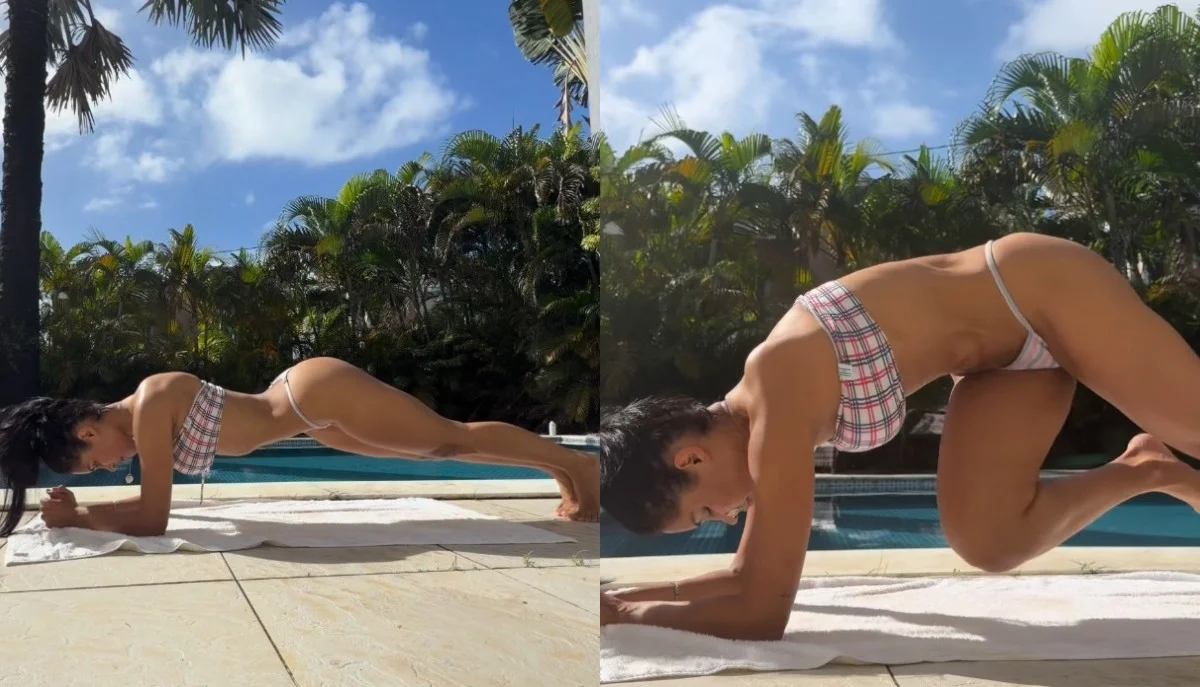 Flay exibe corpo definido em treino à beira da piscina em Natal