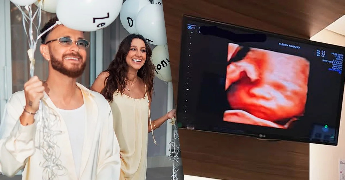 Fred Bruno mostra ultrassom e brinca sobre pé canhoto do filho