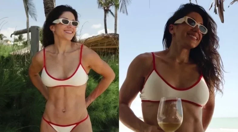 Gabi Pinho exibe corpo perfeito no litoral do Piauí