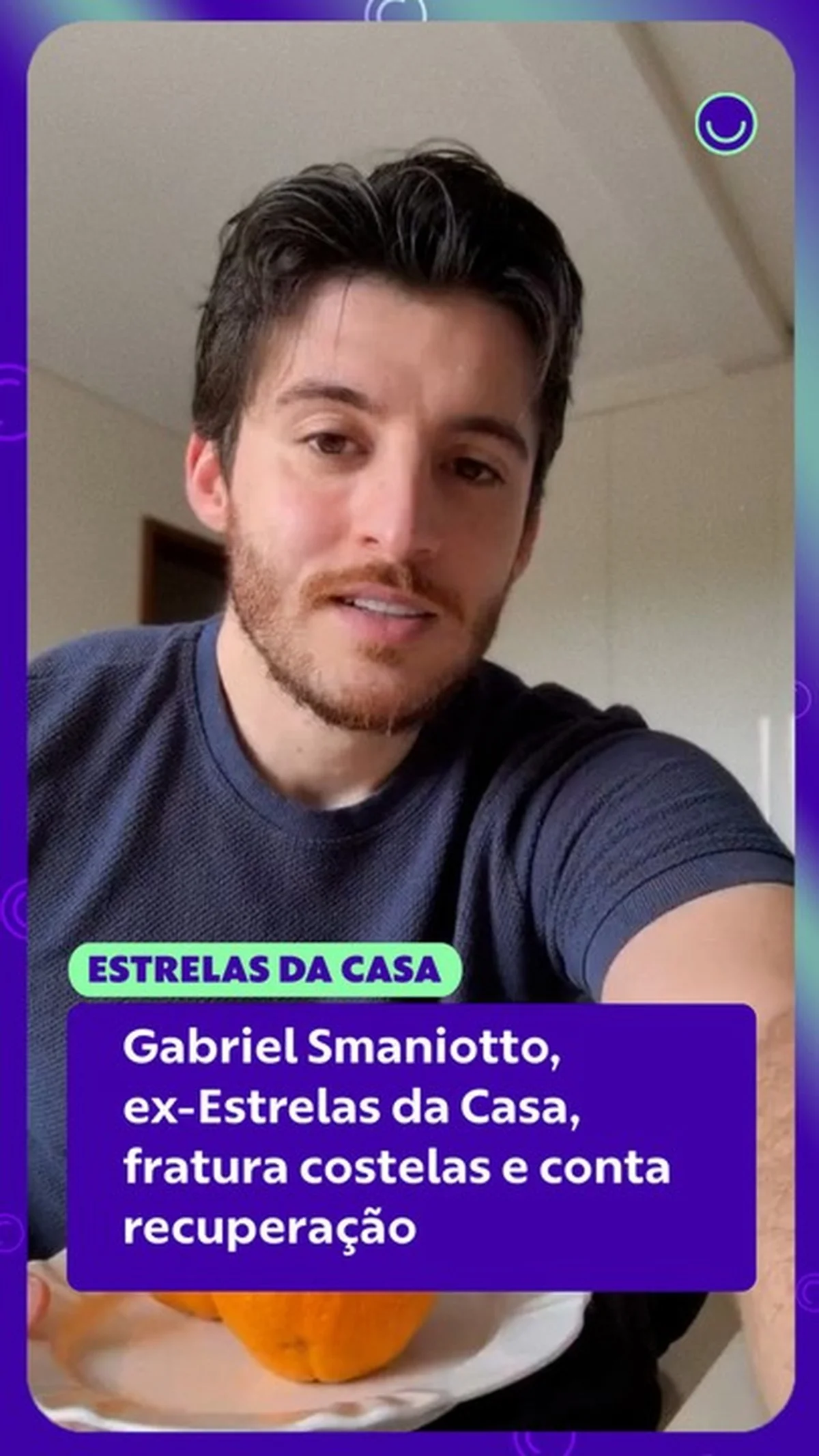 Gabriel Smaniotto fratura duas costelas; namorada cuida