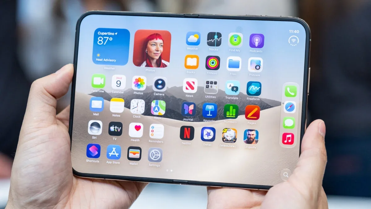 iPhone Duo: tela interna com nano-texture que parece papel