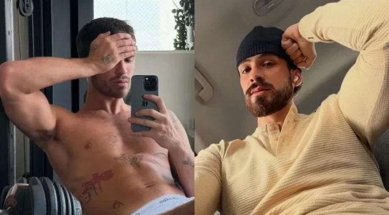 João Guilherme atiça fãs ao aparecer só de cueca branca na academia