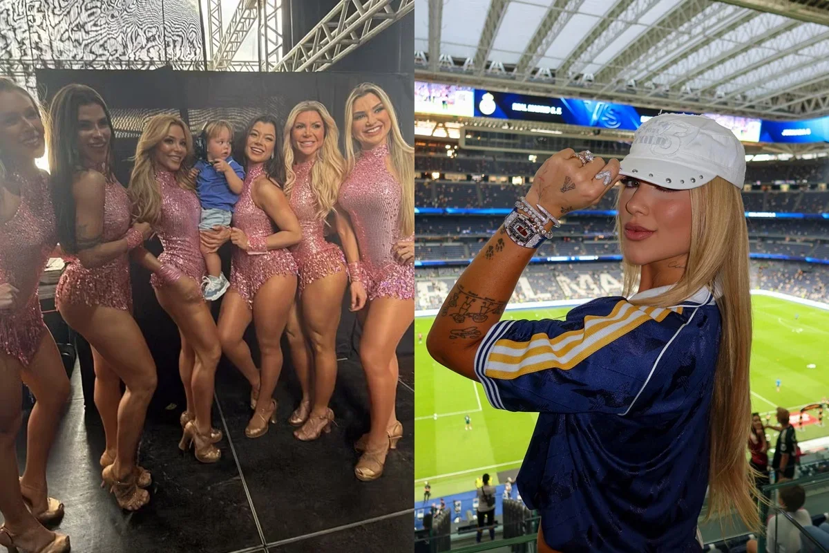José Leonardo invade palco e chama bailarinas de "lindas"