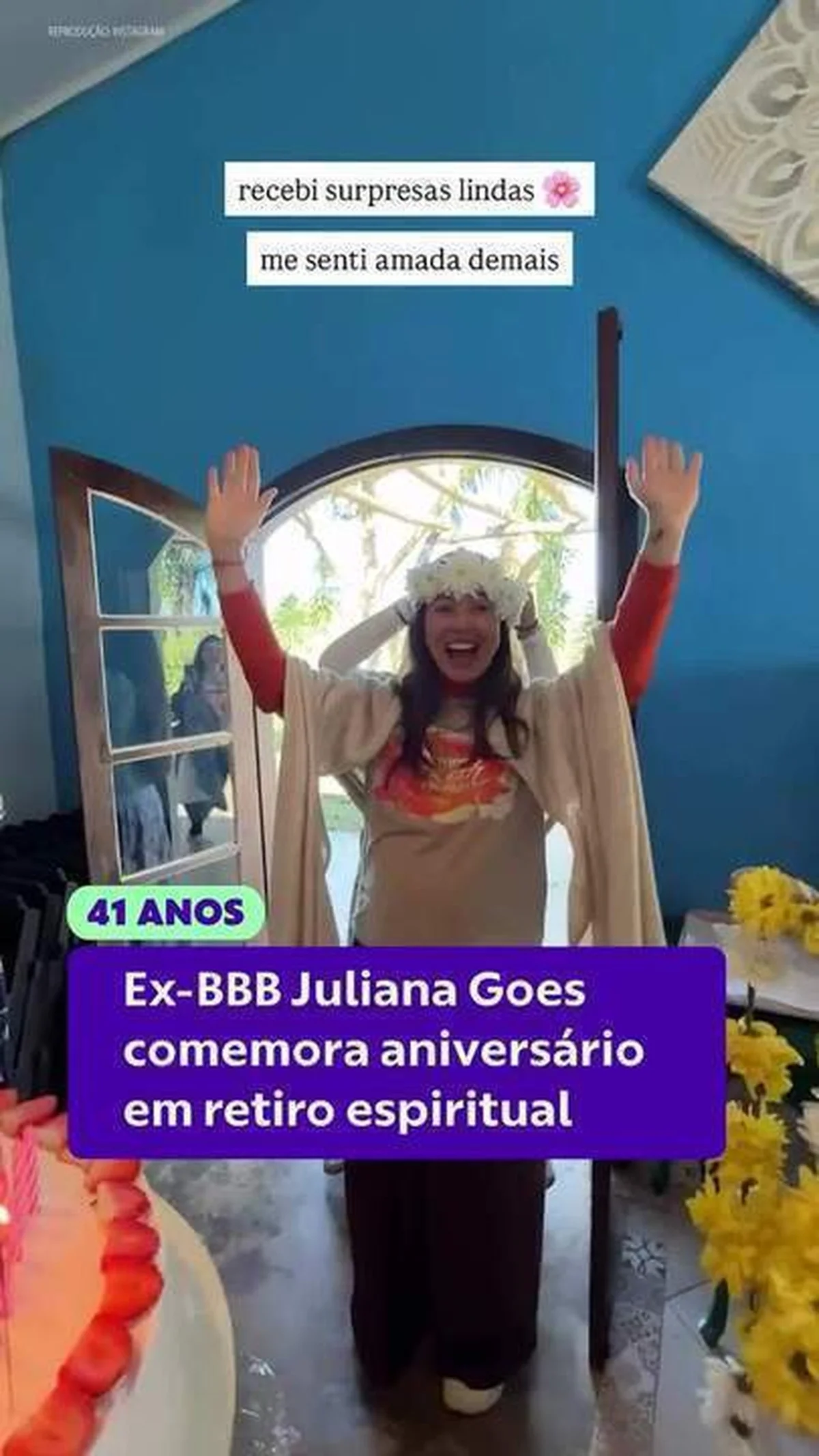 Juliana Goes celebra 41 anos em retiro que marcou sua gestação