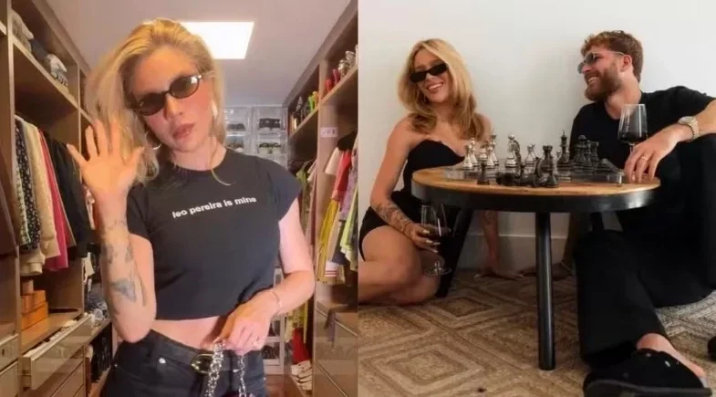 Karoline Lima provoca no Maracanã com cropped "Léo Pereira é meu"