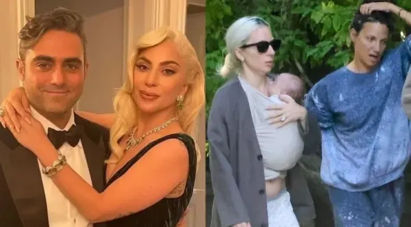 Lady Gaga é mãe pela primeira vez e é flagrada com o bebê em canguru