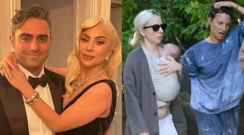 Lady Gaga é mãe pela primeira vez e é flagrada com o bebê em canguru