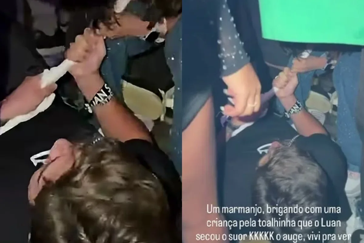 Luan Santana: namorado disputa toalha com criança; vídeo 5 milhões