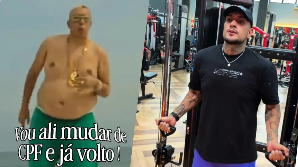 MC Binn mostra antes e depois após eliminar 50kg