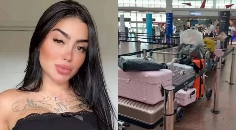 MC Mirella viraliza ao desembarcar com grande volume de malas