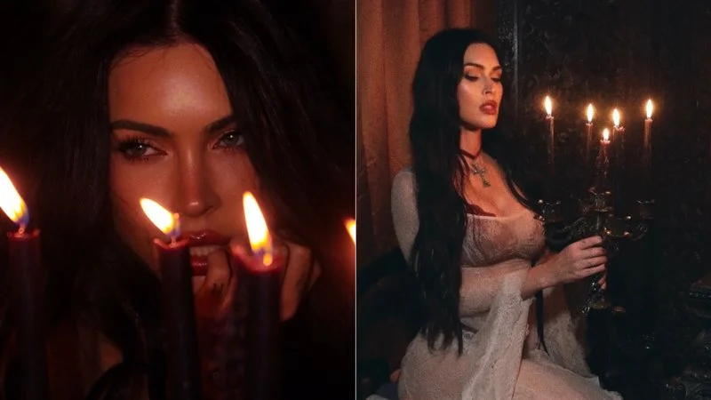 Megan Fox: vampira sensual exibe lingerie vermelha no ensaio