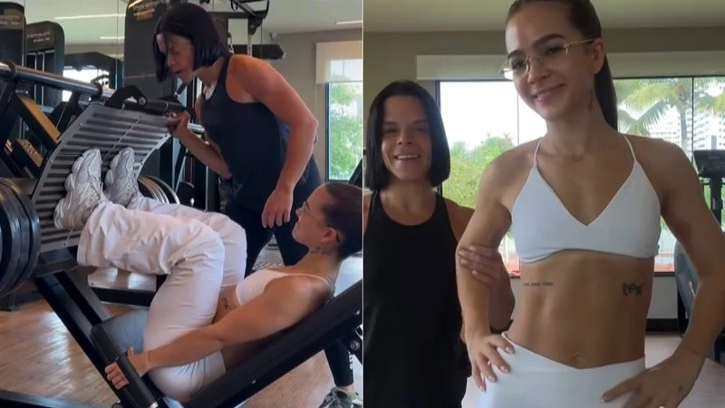 Mel Maia exibe abdômen sarado em treino com Carol Vaz
