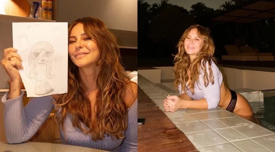 Paolla Oliveira posa de lingerie na piscina e antecipa desafio no mar