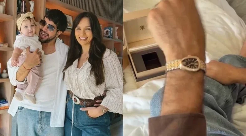 Rafa Kalimann presenteia Nattan com relógio Bulgari de R$ 127 mil