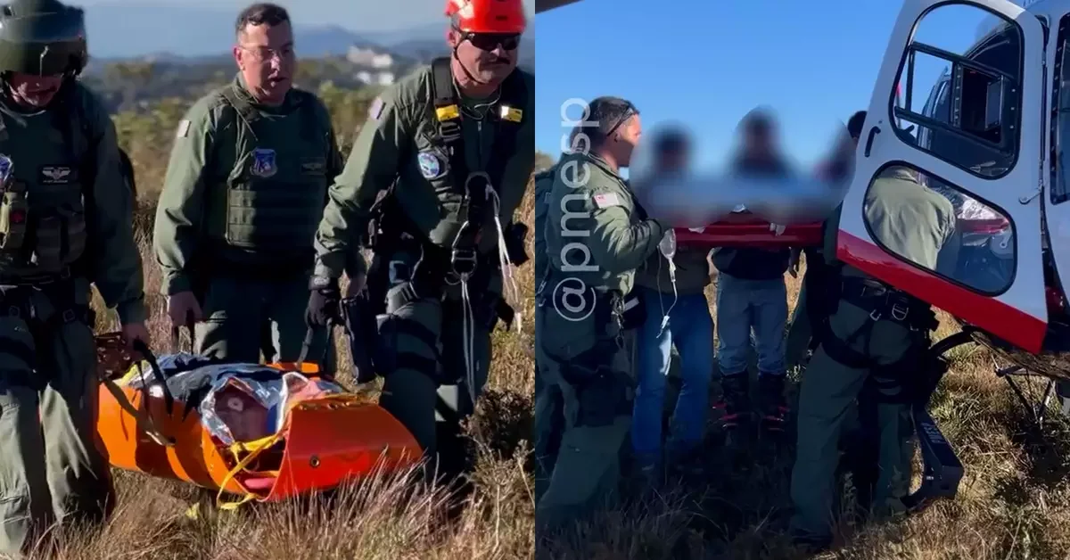 Resgate tenso de motociclista em trilha em Campos do Jordão