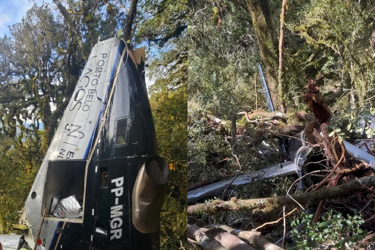 Rick Sollo: motores Rolls-Royce retirados; helicóptero segue na mata