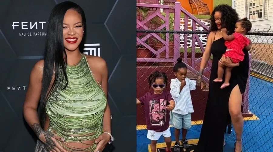 Rihanna leva os três filhos à casa da infância