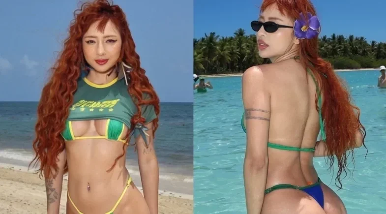 Ruivinha de Marte: biquíni fio-dental causa alvoroço em Punta Cana