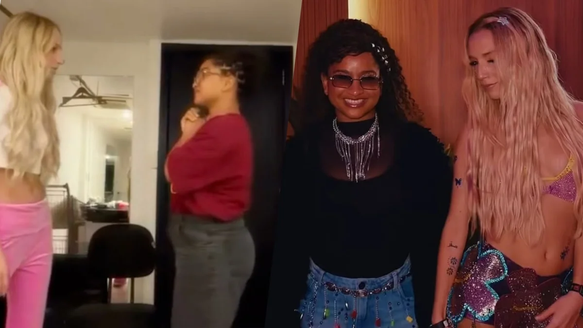 Samira e Milena ensaiam briga antes da estreia no teatro
