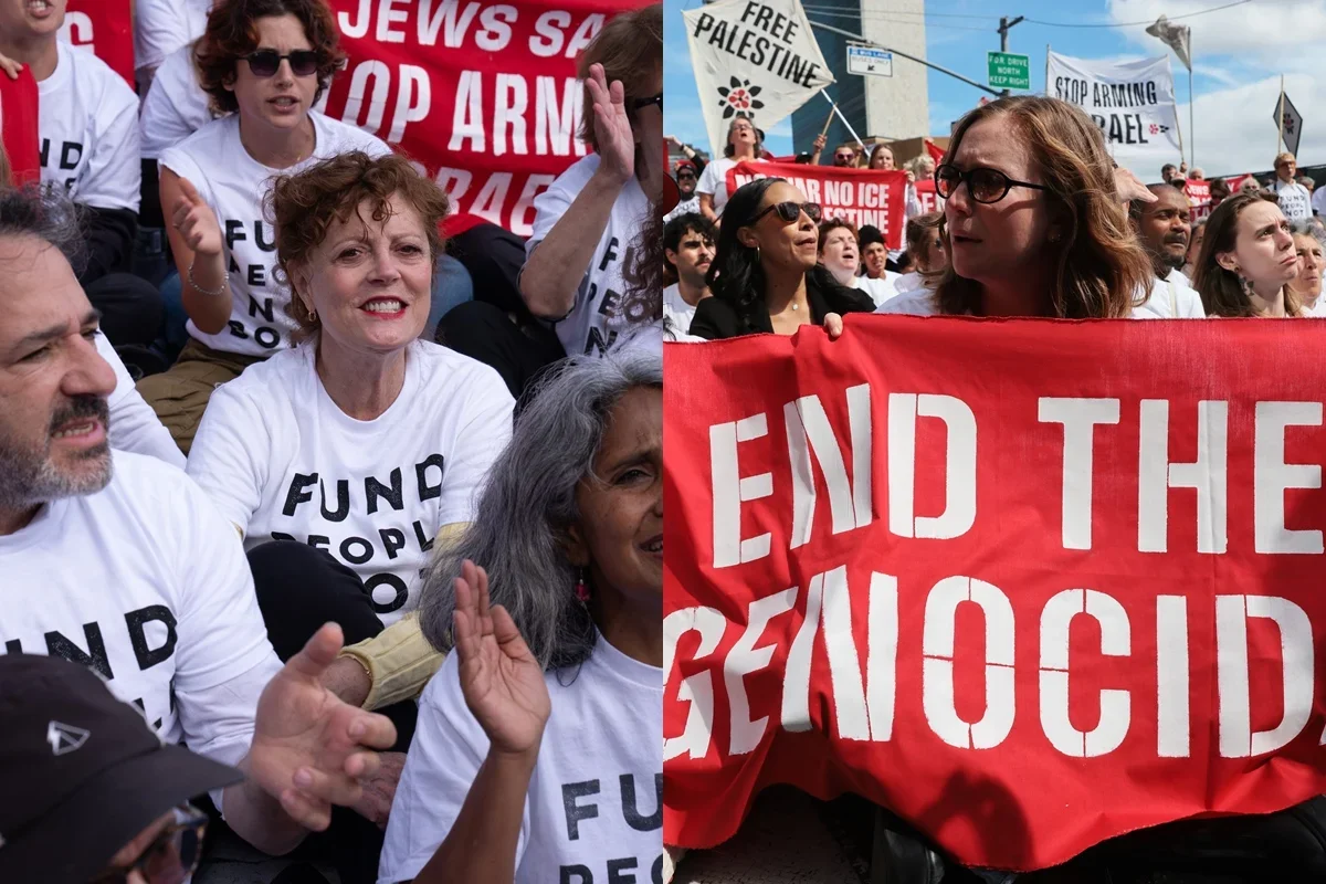 Susan Sarandon: presa em protesto contra Netanyahu nas imediações da ONU