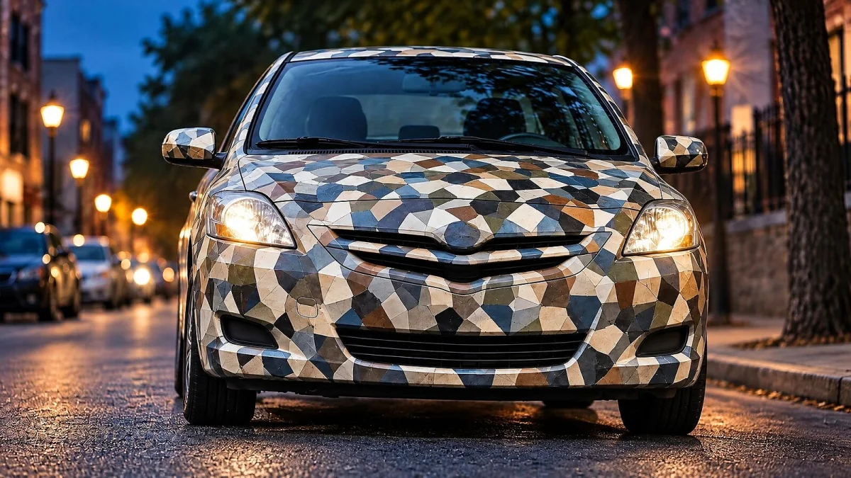 Toyota Yaris: padrão de adesivos torna carro invisível a câmeras de IA