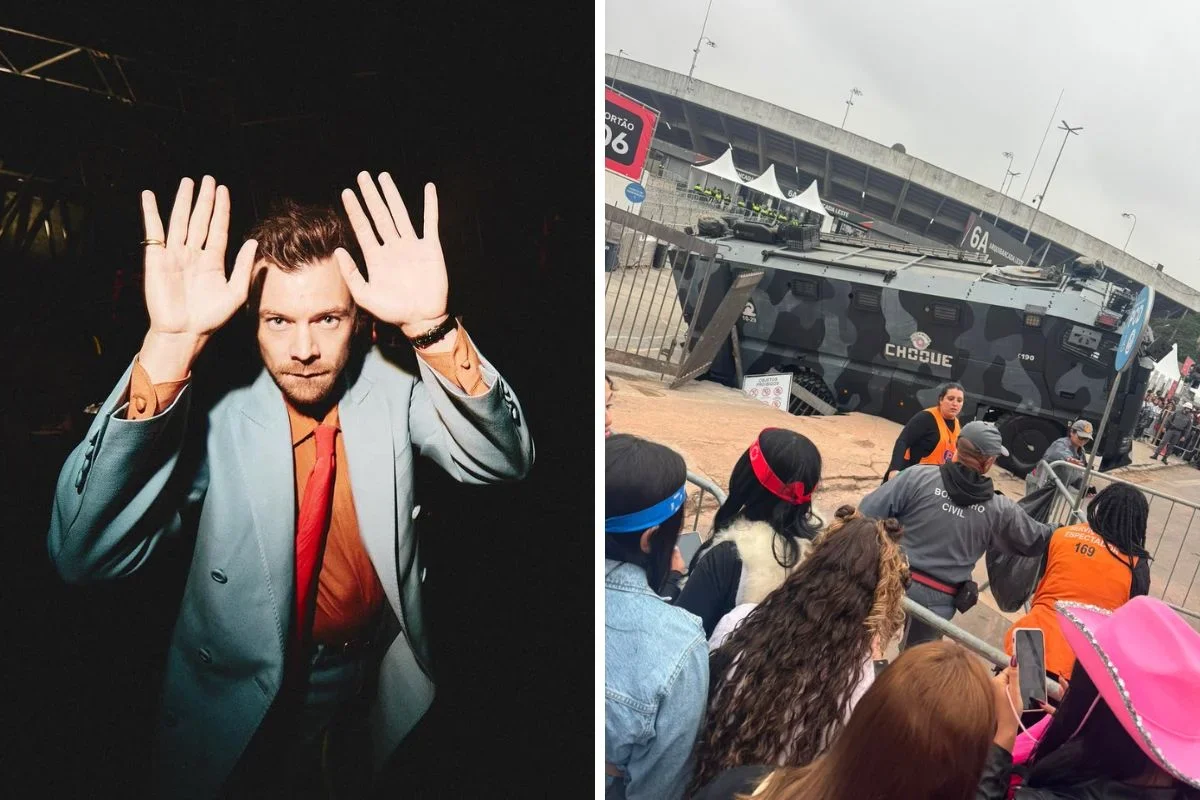 Viatura da PM afunda em cratera no Morumbi antes de Harry Styles