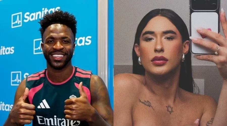 Vini Jr. reage a foto de Nina Hoffmann com emoji de surpresa