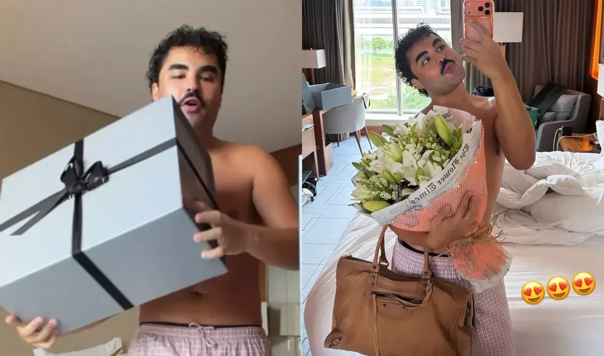 Virginia Fonseca presenteia Lucas Guedez com bolsa de luxo de R$ 22 mil