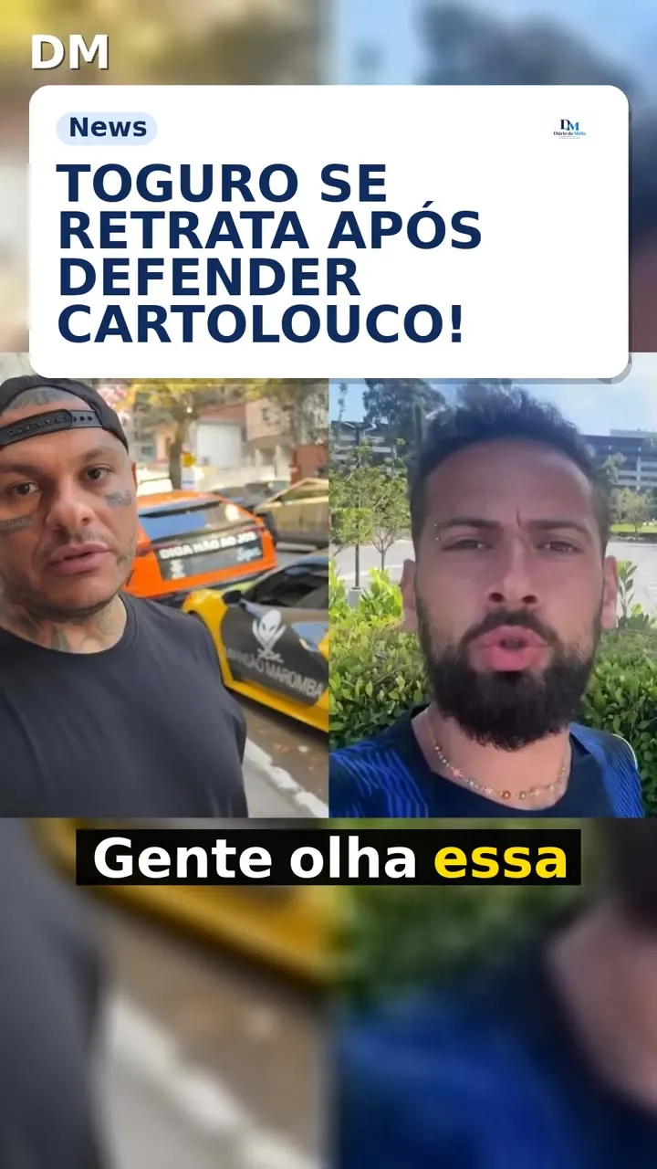 Toguro volta atrás e pede desculpas por defender Cartolouco