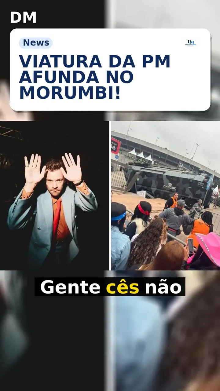Viatura da PM afunda em cratera no Morumbi antes de Harry Styles