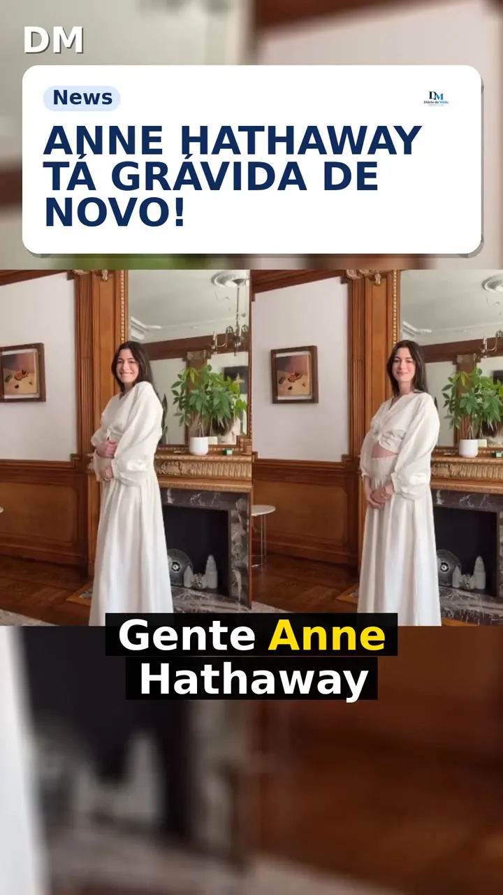 Anne Hathaway confirma 3º filho e exibe barrigão em vídeo